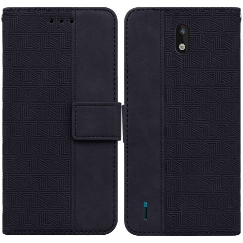 

For Nokia 1.3 Geometric Embossed Leather Phone Case(Black)