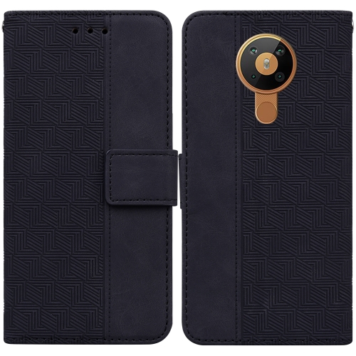 

For Nokia 5.3 Geometric Embossed Leather Phone Case(Black)