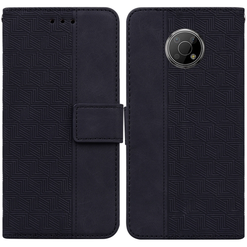 

For Nokia G300 Geometric Embossed Leather Phone Case(Black)