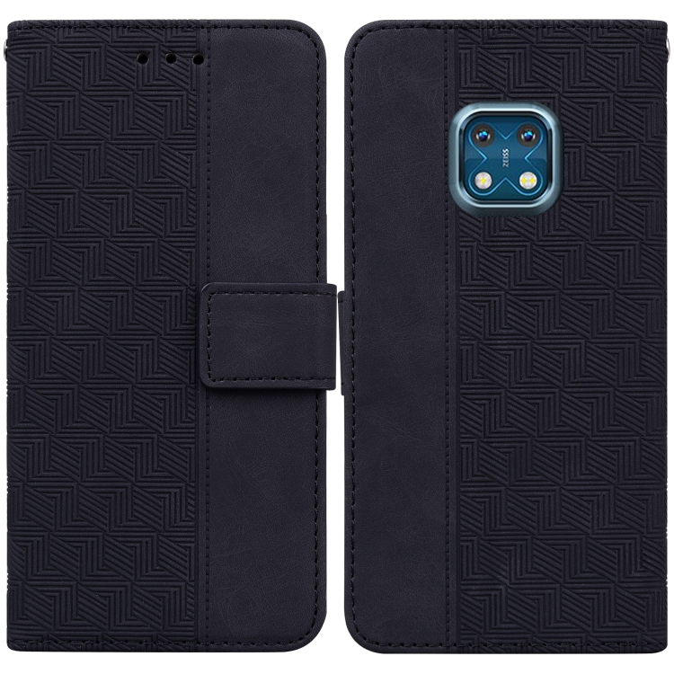 

For Nokia XR20 Geometric Embossed Leather Phone Case(Black)
