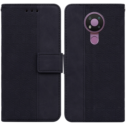 

For Nokia 3.4 Geometric Embossed Leather Phone Case(Black)