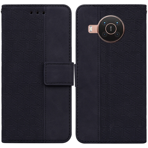 

For Nokia X10 / X20 Geometric Embossed Leather Phone Case(Black)