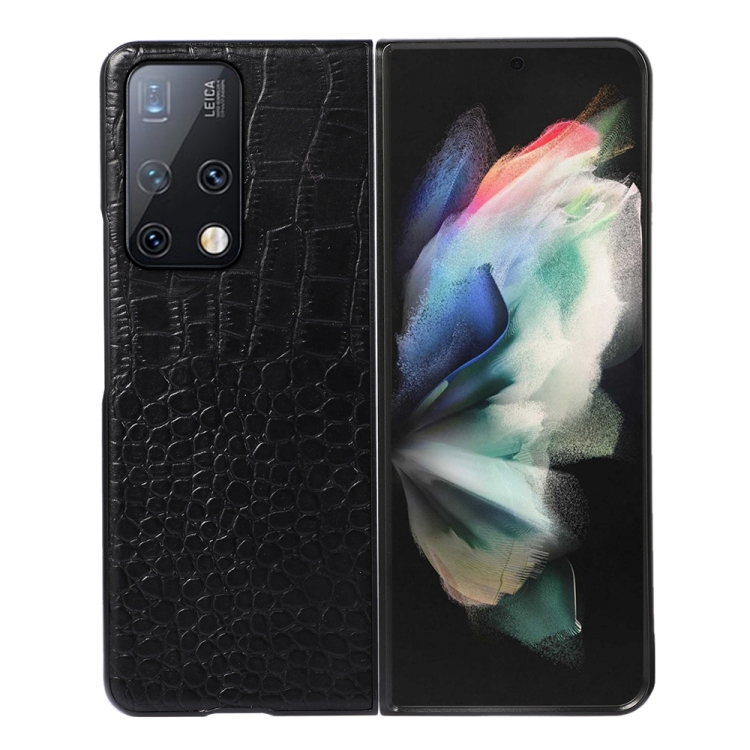 

For Huawei Mate X2 Crocodile Top Layer Cowhide Leather Phone Case(Black)