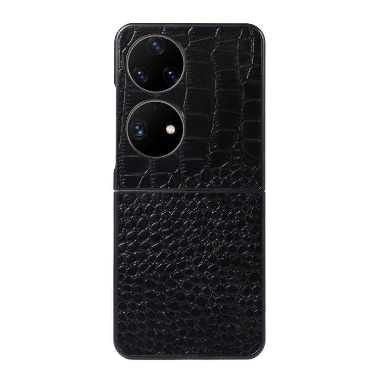 

For Huawei P50 Pocket Crocodile Top Layer Cowhide Leather Phone Case(Black)