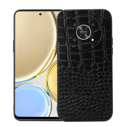 

For Honor X30 Crocodile Top Layer Cowhide Leather Phone Case(Black)