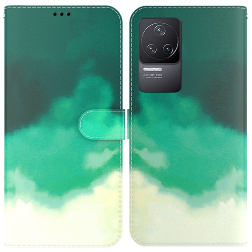 

For Xiaomi Redmi K50 / K50 Pro Watercolor Pattern Horizontal Flip Leather Phone Case(Cyan Green)