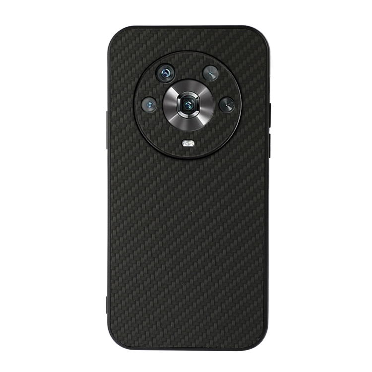 

For Honor Magic4 Accurate Hole Carbon Fiber Texture PU Phone Case(Black)