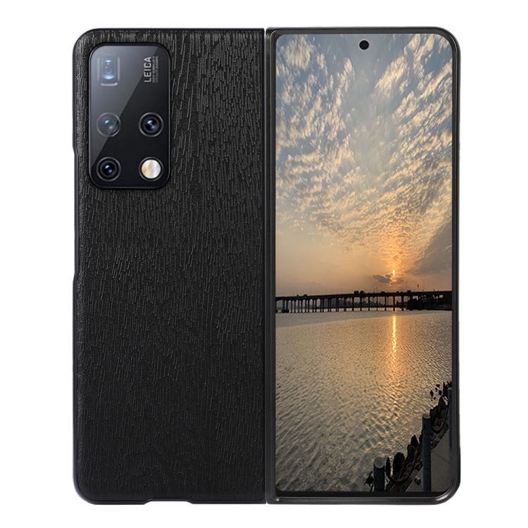 

For Huawei Mate X2 Wood Texture PU Phone Case(Black)