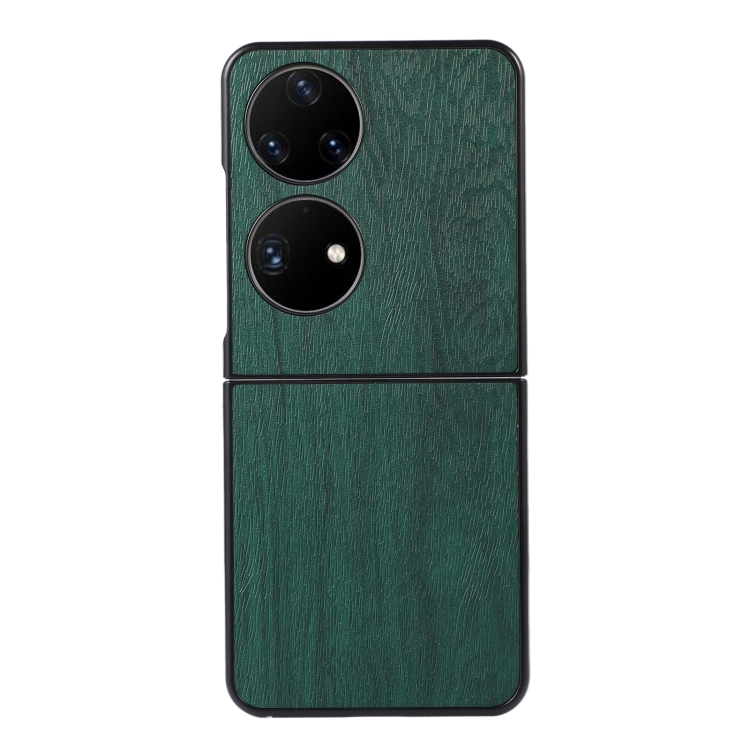 

For Huawei P50 Pocket Wood Texture PU Phone Case(Green)