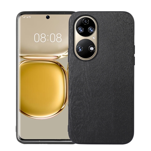 

For Huawei P50 Wood Texture PU Phone Case(Black)