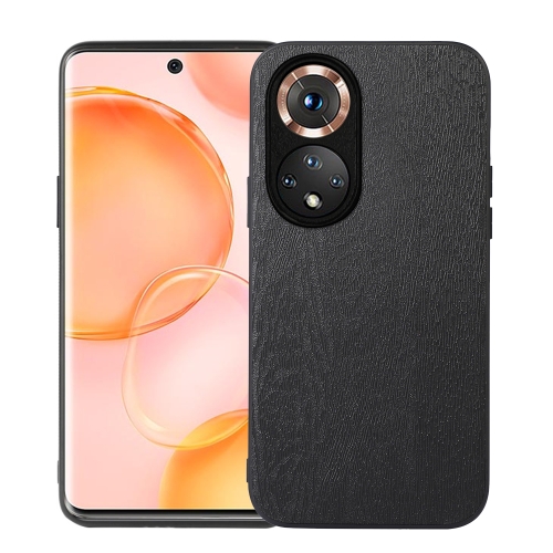 

For Honor 50 Wood Texture PU Phone Case(Black)