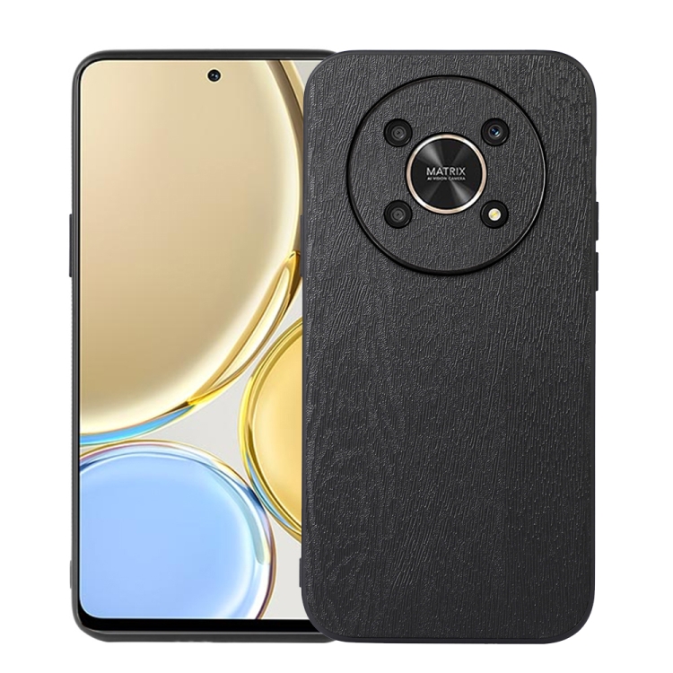 

For Honor X30 Wood Texture PU Phone Case(Black)