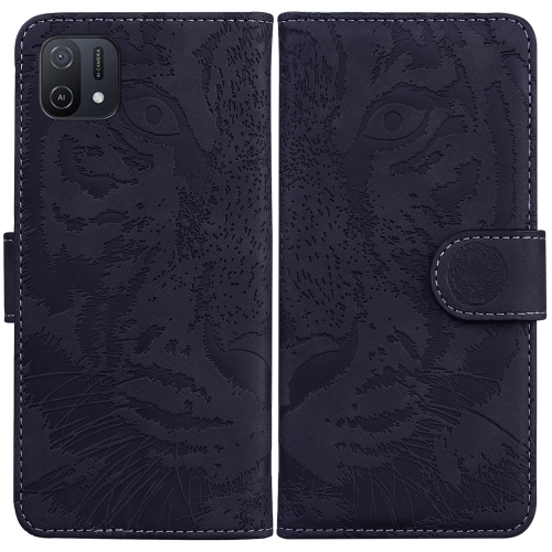 

For OPPO A16K Tiger Embossing Pattern Horizontal Flip Leather Phone Case(Black)