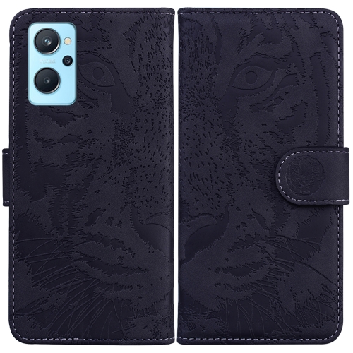 

For OPPO Realme 9i / A76 / A36 Tiger Embossing Pattern Horizontal Flip Leather Phone Case(Black)