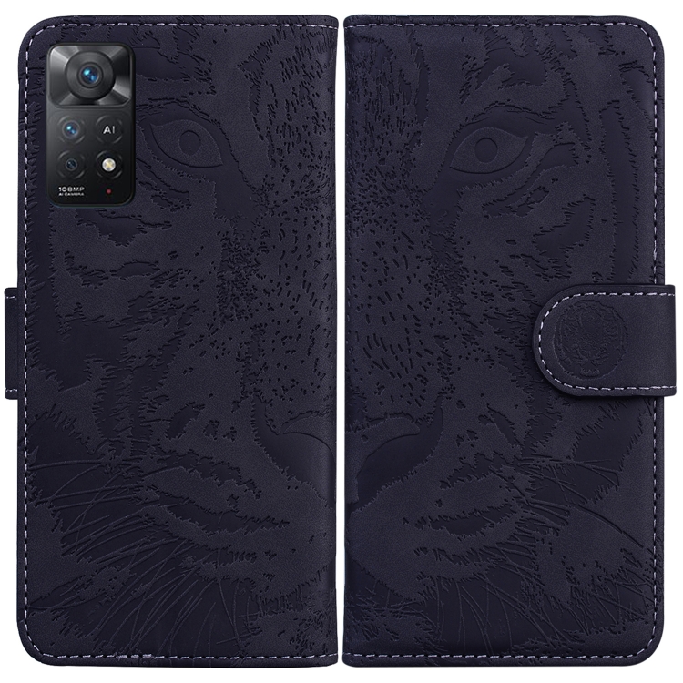 

For Xiaomi Redmi Note 11 Pro 4G/5G Overseas Version Tiger Embossing Pattern Horizontal Flip Leather Phone Case(Black)