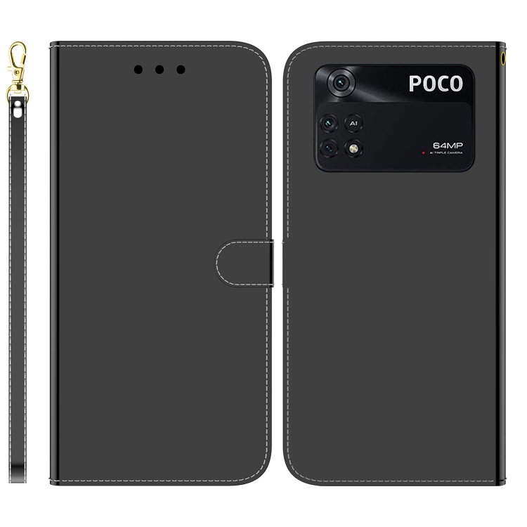 

For Xiaomi Poco M4 Pro Imitated Mirror Surface Horizontal Flip Leather Phone Case(Black)