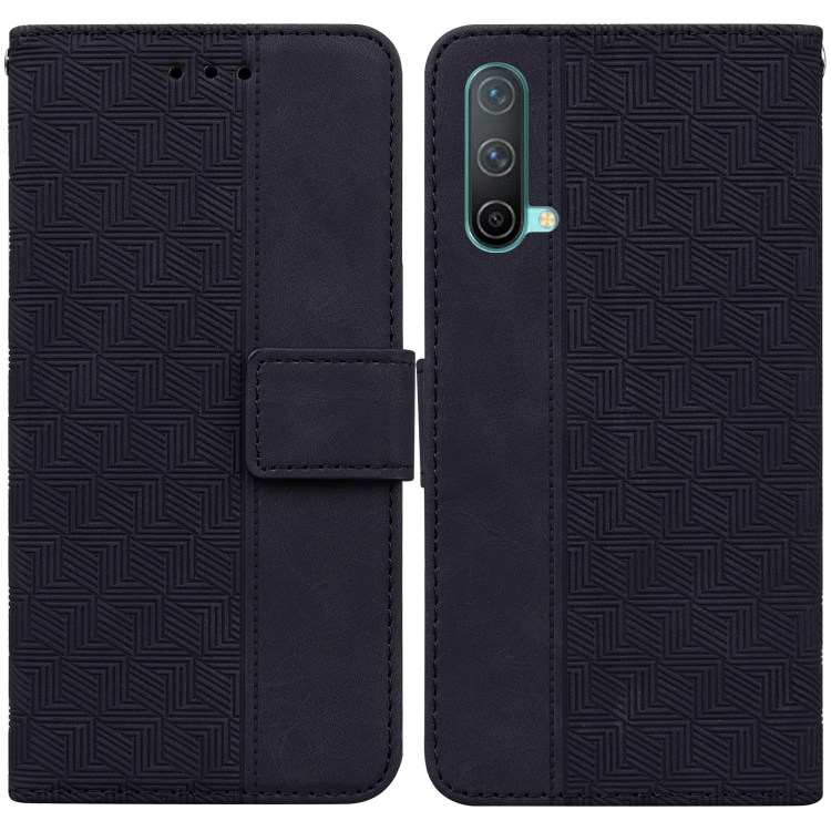 

For OnePlus Nord CE 5G Geometric Embossed Leather Phone Case(Black)
