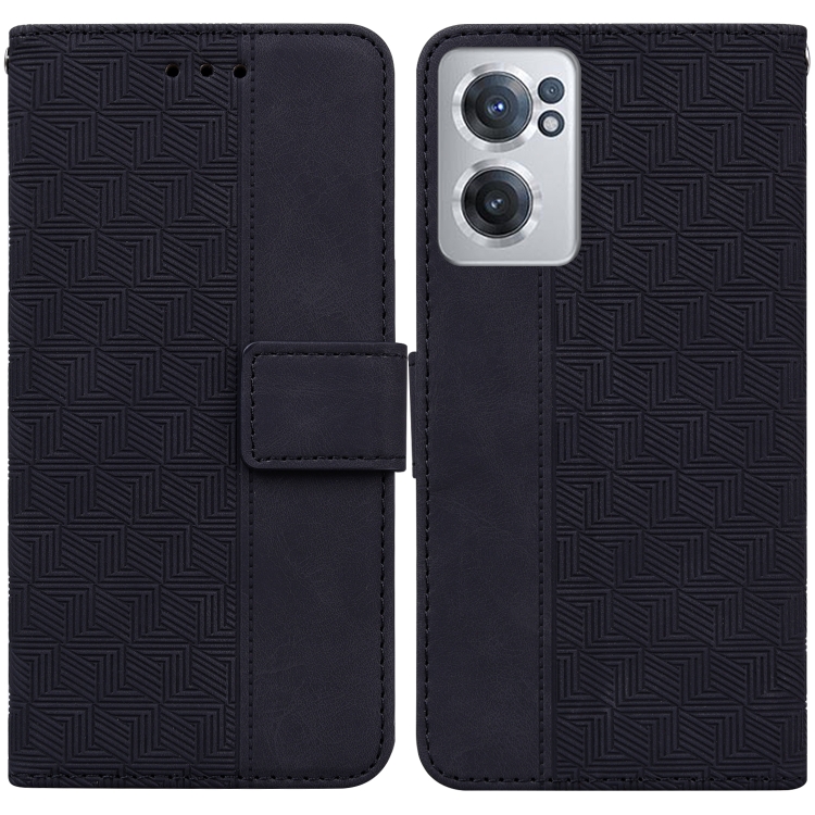 

For OnePlus Nord CE 2 5G Geometric Embossed Leather Phone Case(Black)