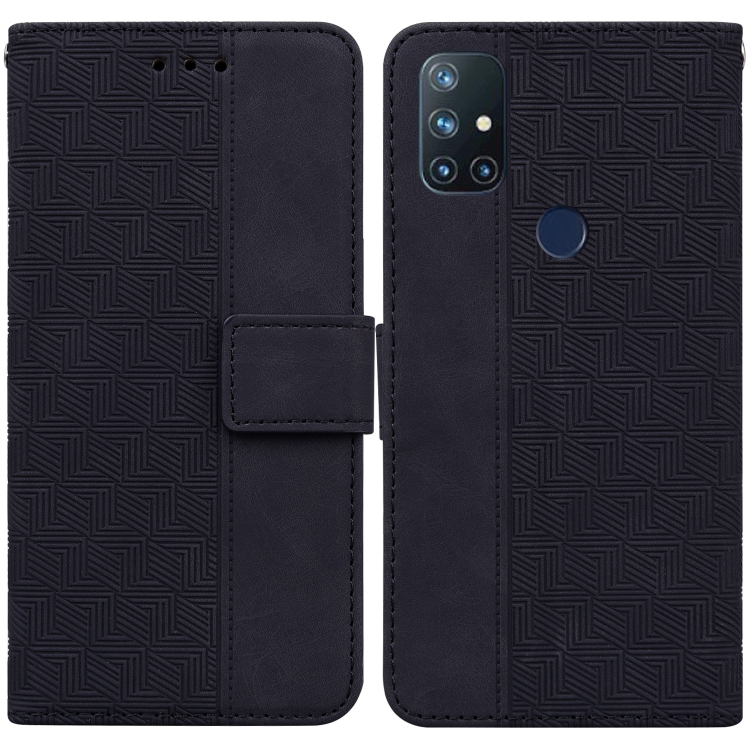 

For OnePlus Nord N10 5G Geometric Embossed Leather Phone Case(Black)