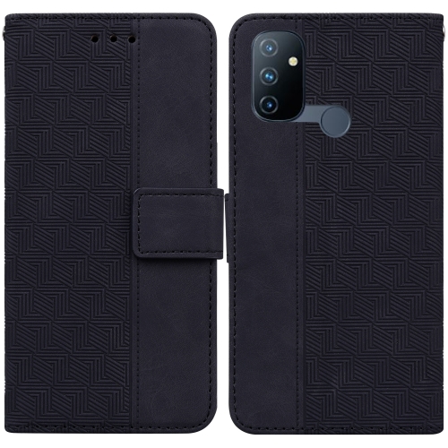 

For OnePlus Nord N100 Geometric Embossed Leather Phone Case(Black)