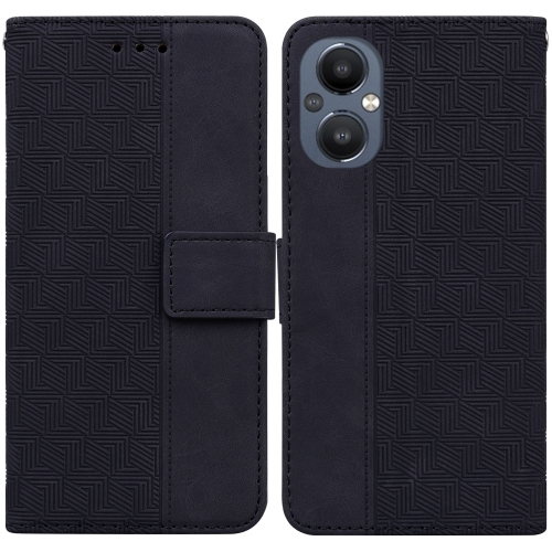 

For OnePlus Nord N20 5G Geometric Embossed Leather Phone Case(Black)