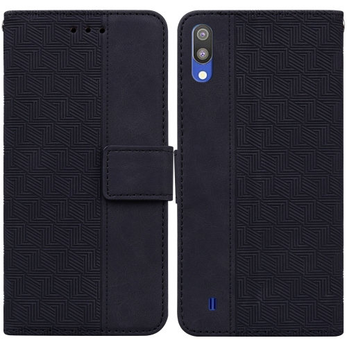 

For Samsung Galaxy A10 / M10 Geometric Embossed Leather Phone Case(Black)