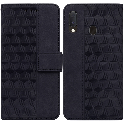 

For Samsung Galaxy A10e / A20e Geometric Embossed Leather Phone Case(Black)