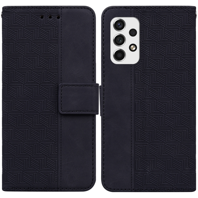 

For Samsung Galaxy A33 5G Geometric Embossed Leather Phone Case(Black)