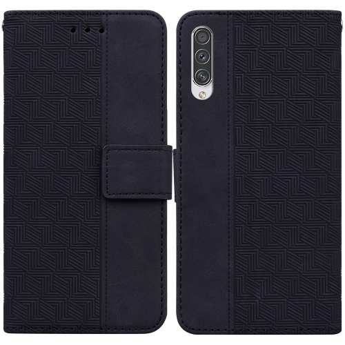 

For Samsung Galaxy A70 / A70s Geometric Embossed Leather Phone Case(Black)