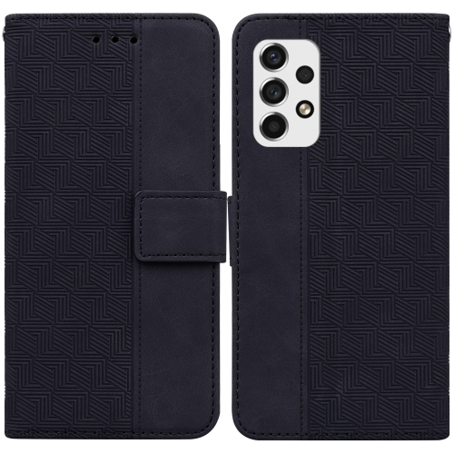 

For Samsung Galaxy A73 5G Geometric Embossed Leather Phone Case(Black)