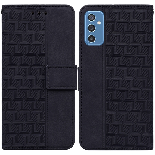 

For Samsung Galaxy M52 5G Geometric Embossed Leather Phone Case(Black)