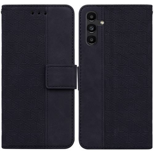 

For Samsung Galaxy A13 5G Geometric Embossed Leather Phone Case(Black)