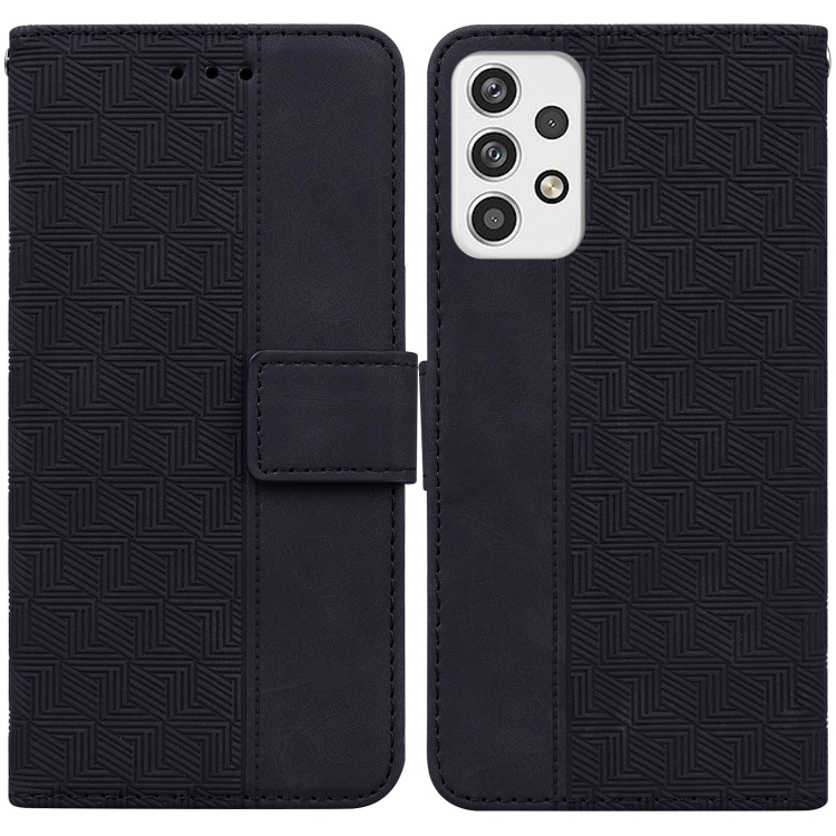 

For Samsung Galaxy A23 Geometric Embossed Leather Phone Case(Black)