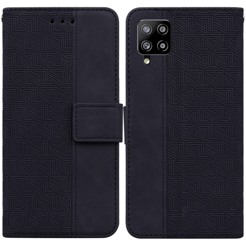 

For Samsung Galaxy M42 5G Geometric Embossed Leather Phone Case(Black)