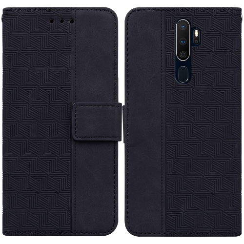 

For OPPO A9 2020 / A5 2020 / A11X Geometric Embossed Leather Phone Case(Black)