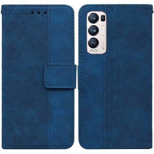 

For OPPO Find X3 Neo / Reno5 Pro+ 5G Geometric Embossed Leather Phone Case(Blue)