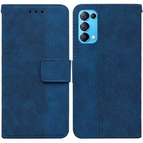 

For OPPO Reno5 5G / 4G / Find X3 Lite Geometric Embossed Leather Phone Case(Blue)