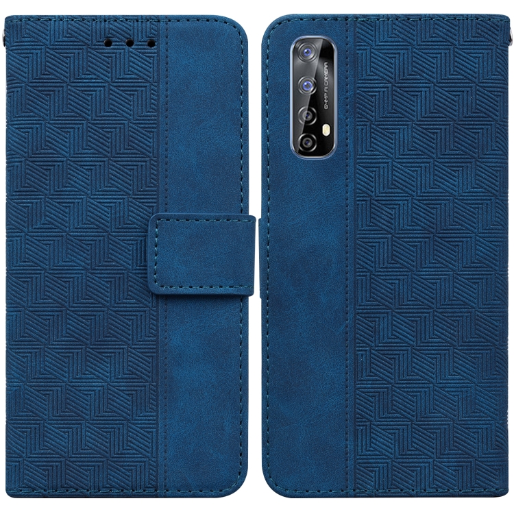 

For OPPO Realme 7 / Narzo 20 Pro Geometric Embossed Leather Phone Case(Blue)