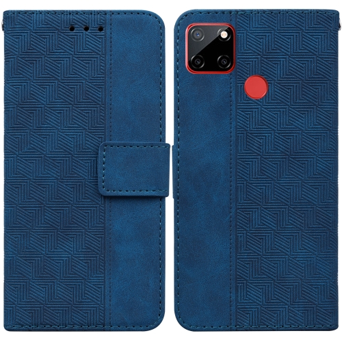 

For OPPO Realme C12 / Narzo 20 Geometric Embossed Leather Phone Case(Blue)