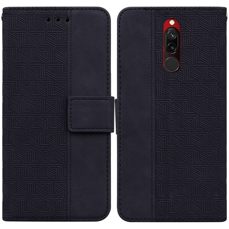 

For Xiaomi Redmi 8 / 8A Geometric Embossed Leather Phone Case(Black)