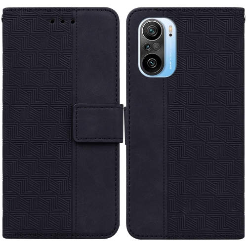 

For Xiaomi Redmi K40 / K40 Pro / Mi 11i Geometric Embossed Leather Phone Case(Black)