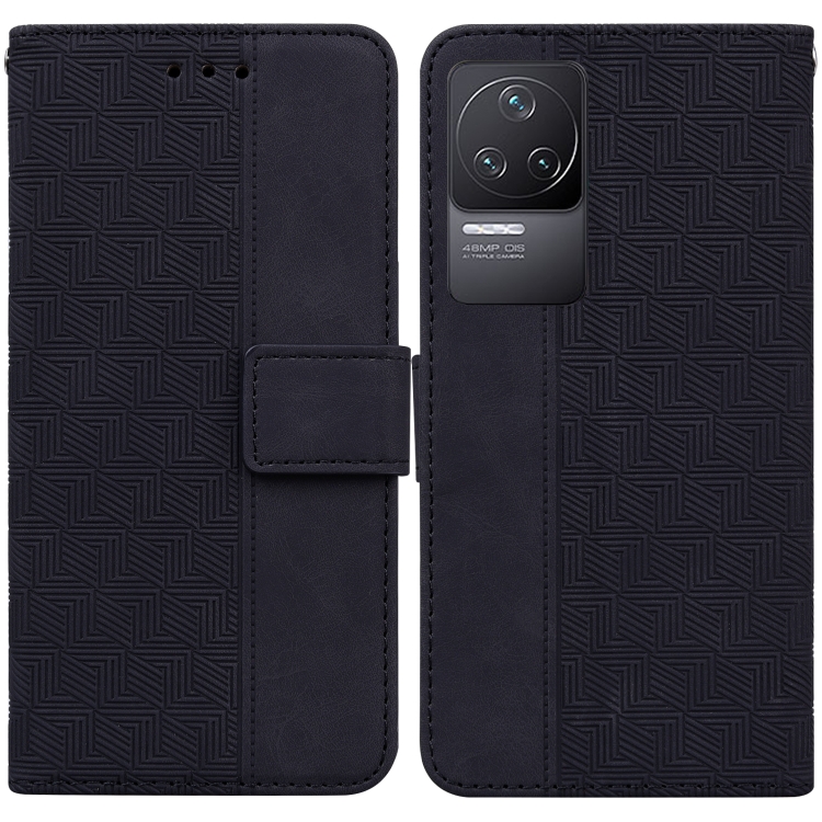 

For Xiaomi Redmi K50 / K50 Pro Geometric Embossed Leather Phone Case(Black)