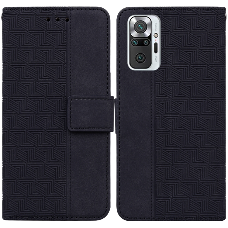 

For Xiaomi Redmi Note 10 Lite Geometric Embossed Leather Phone Case(Black)