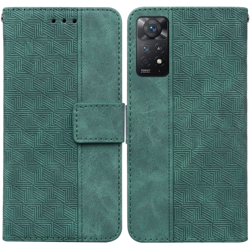 

For Xiaomi Redmi Note 11 Pro 5G / 4G Foreign Version Geometric Embossed Leather Phone Case(Green)