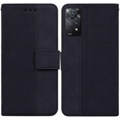 

For Xiaomi Redmi Note 11 Pro 5G / 4G Foreign Version Geometric Embossed Leather Phone Case(Black)