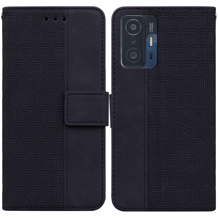 

For Xiaomi Mi 11T / 11T Pro Geometric Embossed Leather Phone Case(Black)