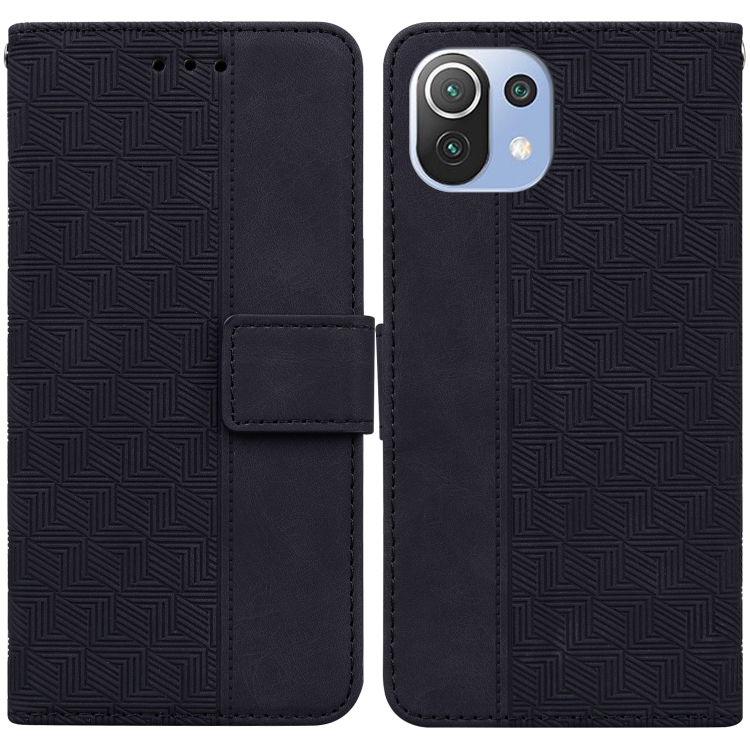 

For Xiaomi Mi 11 Lite 5G / 4G Geometric Embossed Leather Phone Case(Black)