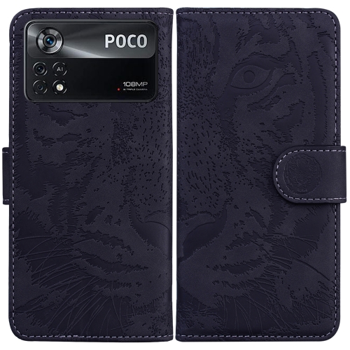 

For Xiaomi Poco X4 Pro 5G Tiger Embossing Pattern Horizontal Flip Leather Phone Case(Black)