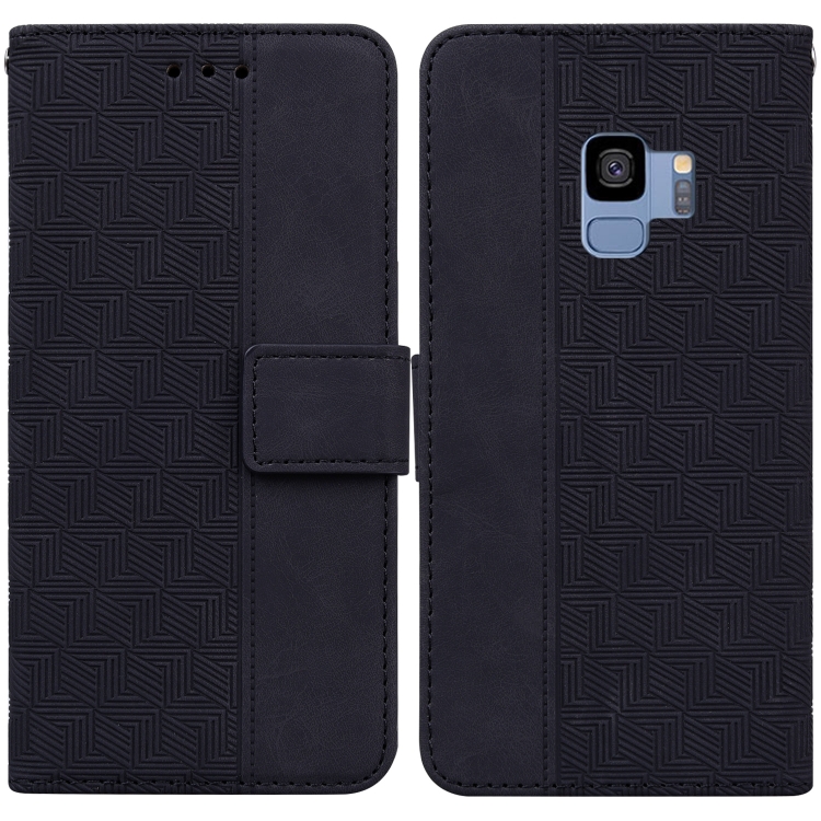 

For Samsung Galaxy S9 Geometric Embossed Leather Phone Case(Black)