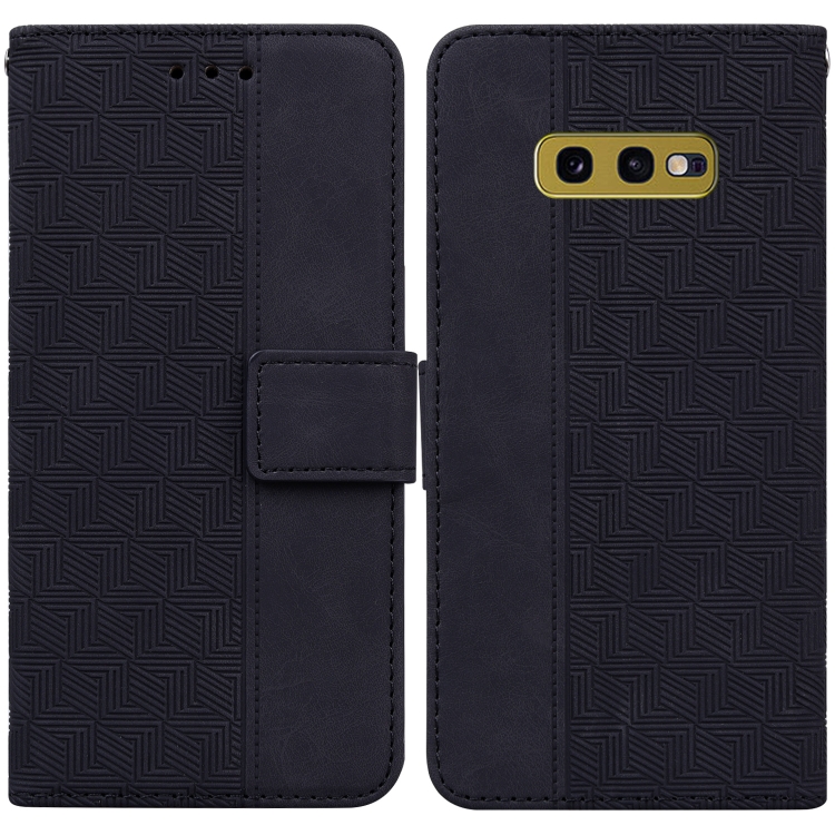 

For Samsung Galaxy S10e Geometric Embossed Leather Phone Case(Black)